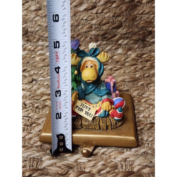 Vtg. Just For You Moose Cast Iron Resin Christmas Stocking Holder Hanger Holiday - Picture 7 of 10